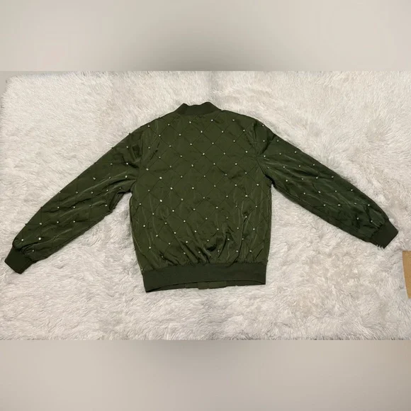 Wdny Women’s Embellished Zip-front Jacket in Olive Size M - Picture 5 of 5